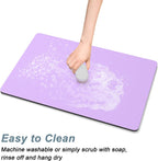 Rnivvi Coffee Mat, 12" x 19" Coffee Bar Mats for Espresso Machine Station Accessories and Organizer, Hide Stain Rubber Backed Absorbent Dish Drying Pad for Kitchen Counter, Cute Bar Decor Pad, Purple