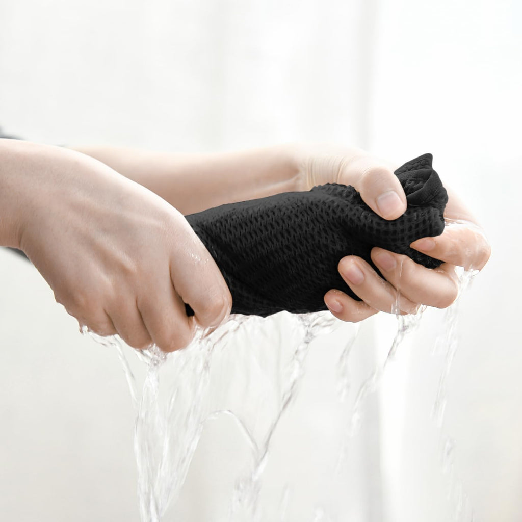 Artoid Mode 100% Cotton Black Waffle Weave Kitchen Dish Cloths, 13x28 Inch Ultra Soft Absorbent Quick Drying Kitchen Dish Towels Set of 4