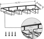 Wine Cup Holder Table Decoration Storage Hanger Metal Organizer for Bar Kitchen Stemware Rack Under Cabinet Stainless Steel Hanger Storage Shelf Black (Black, 4 Rows 1 Pack)