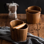 5 inch Coffee Knock Box espresso knock box,Wood Bin for Espresso Machine Coffee Grounds Acacia wood Knock Box Suitable for coffee bar decoration-coffee bar accessories