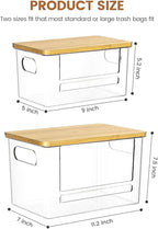 Trash Bag Dispenser 2 Pack (XL+S) - Acrylic Garbage Bags Dispenser with Bamboo Top, Trash Bag Holder Under Sink for Pantry, Kitchen, Laundry Room, Cabinet