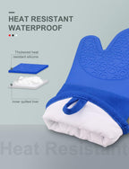 sungwoo Silicone Oven Mitts, Heat Resistant Oven Gloves with Quilted Liner Non-Slip Textured Grip Perfect for BBQ, Baking, Cooking and Grilling - 1 Pair 13.8 Inch Royal Blue