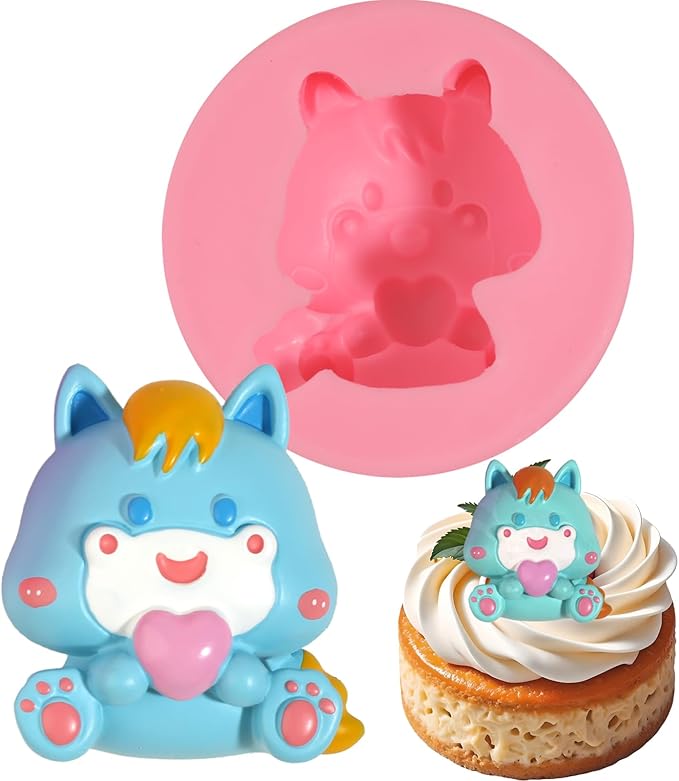 1 Pcs Pony Chocolate Fondant Mold, Cartoon Animal Cake Decoration Silicone Mold, for Kitchen Baking Cookies Butter Dough Making Candy Jelly Pudding, Clay Works Flower Paste Resin Plaster