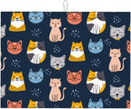 Absorbent Microfiber Dish Drying Mat, Quick Dry Pad for Sink Dishes or Under Rack, Kitchen Counter Accessories, Reusable Washable Extra Large 18"x24" (Cute Cats,Navy blue)