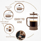 Utopia Kitchen 12 Ounce 0.35 Liter French Press Coffee Maker, Tea Maker, Travel Coffee Presses, Heat Resistant Thickened Borosilicate Coffee Pot for Camping Travel Gifts, Brown Pack of 1