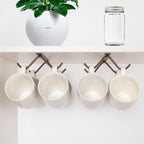 Cabinet Hook Mug Holder - Hanging Coffee Cup Rack for Kitchen, Under Cabinets Metal Hangers Organizer Shelf Storage Utensil (Brown)