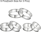 HARFINGTON 9pcs Crumpet Rings 2.36" 3.15" 3.94" Nonstick Round Cake Ring Stainless Steel Double Rolled English Pastry Rings for Kitchen Baking Crumpet Dessert, Silver