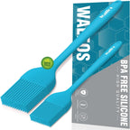 Walfos Silicone Basting Pastry Brush, Heat Resistant Pastry Brush Set, Strong Steel Core and One-Pieces Design, Perfect for BBQ Grill Baking Kitchen Cooking, BPA Free and Dishwasher Safe, 2 Pcs (Blue)