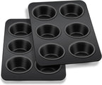 TeamFar Muffin Pan, 6 Cup Muffin Tin Cupcake Pan Tray with Nonstick Coating and Stainless Steel Core, for Home/Kitchen Baking, Healthy & Heatproof, Release Easily & Easy Clean, Set of 2