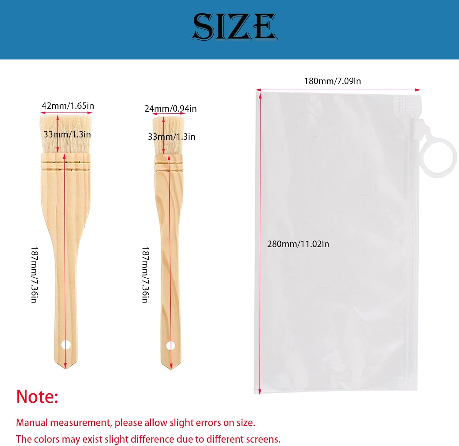 3PCS Pastry Brushes Basting Oil Brush with Goat Bristles and Hardwood Handles BBQ Cooking Baking Brush for Baking, Grilling, Cooking and Spreading Oil, Butter, BBQ Sauce, or Marinade