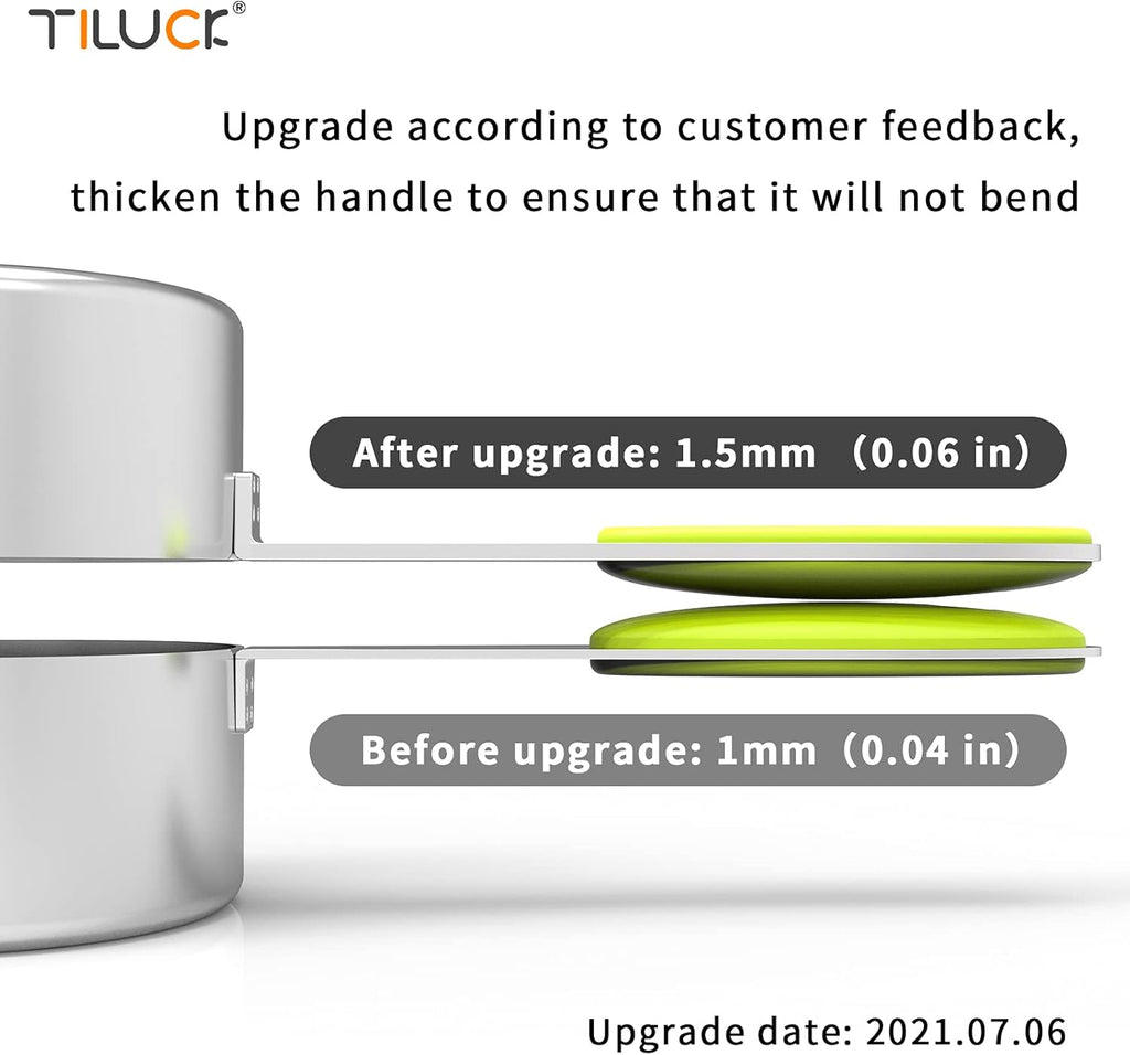 TILUCK measuring cups and magnetic measuring spoons set, stainless steel measuring cups, 6 double-sided stainless steel measuring spoons & 1 leveler (6+7)