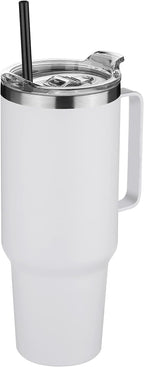 HASLE OUTFITTERS 40 oz Stainless Steel Tumbler with Handle, Vacuum Insulated Tumblers Bulk, Reusable Double Wall Travel Coffee Mug, Durable Powder Coated Water Bottle(White, 1)