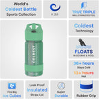 Coldest Insulated Water Bottle with Straw Lid - Stainless Steel Metal Insulated Bottle for Men & Women (Green Aurora Glitter, 14 oz)