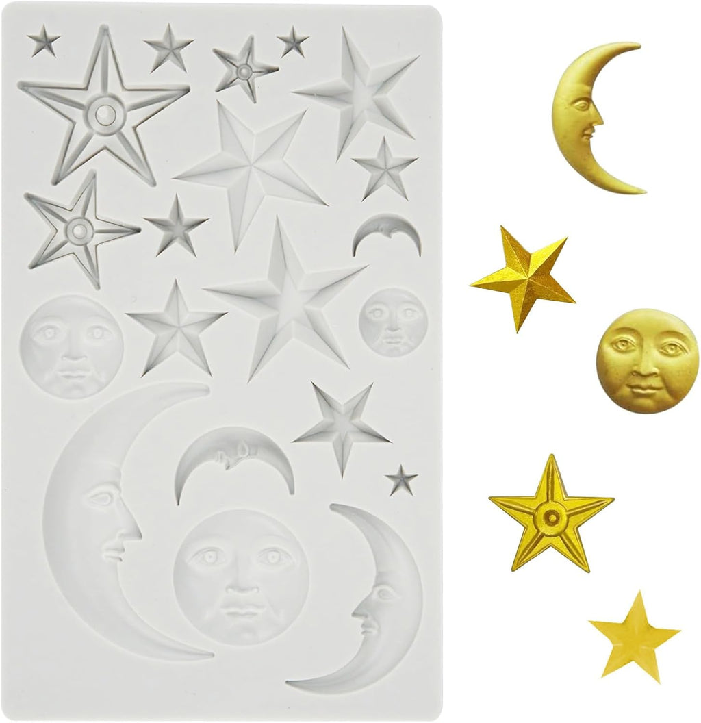 1 Pcs Star,Moon and Sun Silicone Mold for Chocolate, Fondant, Cake Decor and Epoxy DIY