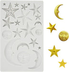1 Pcs Star,Moon and Sun Silicone Mold for Chocolate, Fondant, Cake Decor and Epoxy DIY