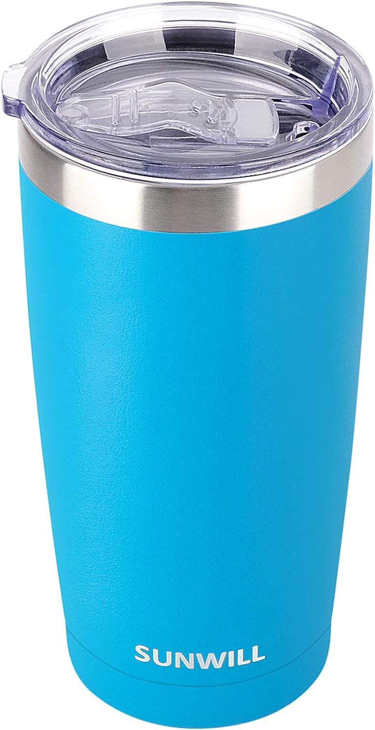 SUNWILL Travel Coffee Tumbler 20 oz, Insulated Mug with Lid, Stainless Steel Cup for Outdoor, Powder Coated Royal Blue
