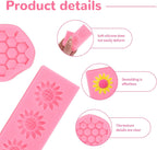 4 Pcs Bumble Bee Silicone Molds Kit with Honeycomb, Bee and Sunflower, Fondant, Chocolate, Cupcake, Cake Decorating, Candy Molds(Pink)