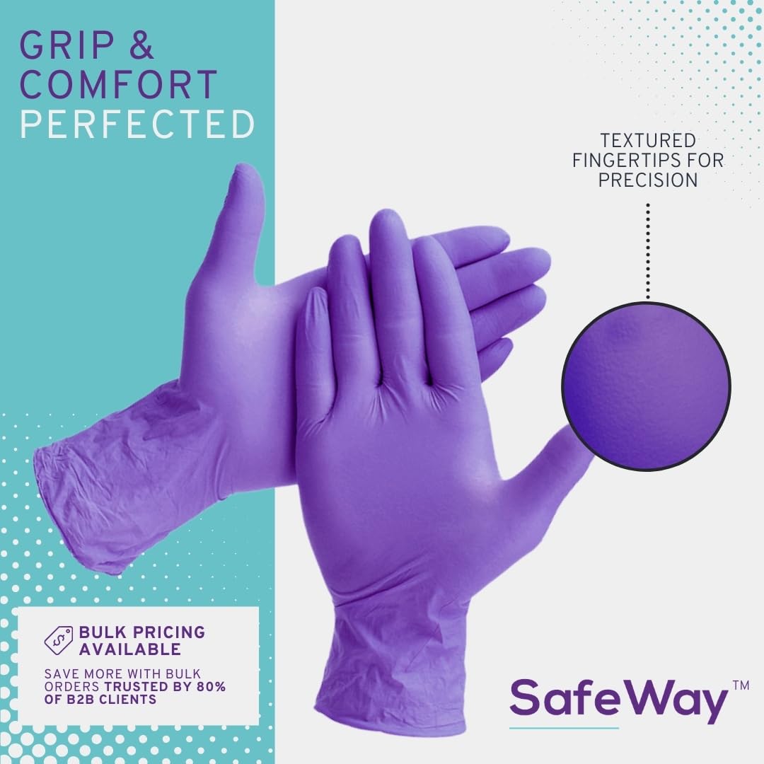 SafeWay Nitrile Gloves, 4000 Ct, Small, Powder-Free, Latex-Free, All-Purpose, Professional Disposable Gloves with Textured Fingertips for Medical Use, Food Prep, Cleaning, Tattoo & More