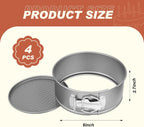 4 Pcs 6 Inch Non Stick Springform Pan with Removable Bottom Carbon Steel Round Springform Cheesecake Pan with Stainless Steel Spring Buckles for Baking Kitchens Restaurant(Gray)