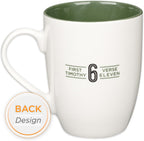 Christian Art Gifts Inspirational Ceramic Coffee & Tea Scripture Mug for Men: Man of God Encouraging Bible Verse, Durable Microwave & Dishwasher Safe Novelty Drinkware, White & Forest Green, 12 oz.