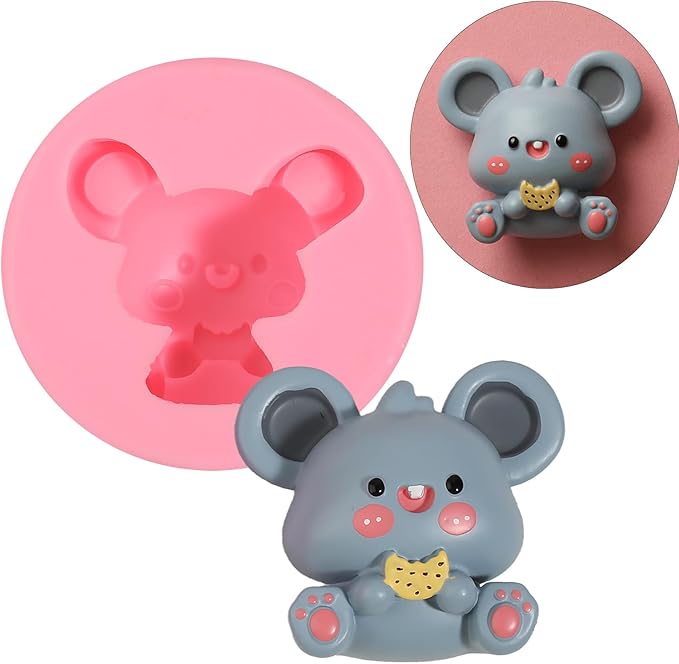 1 Pcs Cute Mouse Candy Silicone Mold, Cute Animal Chocolate Fondant Mold, for Theme Party Cake Decoration Kitchen Baking Bread Biscuit Making Dough Gum, Resin Crafts Clay Plaster