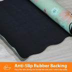 Scalloped Bohemian Coffee Bar Mat Dish Drying Mats for Kitchen Counter, Kitchen Decor,(16"x24", Green)