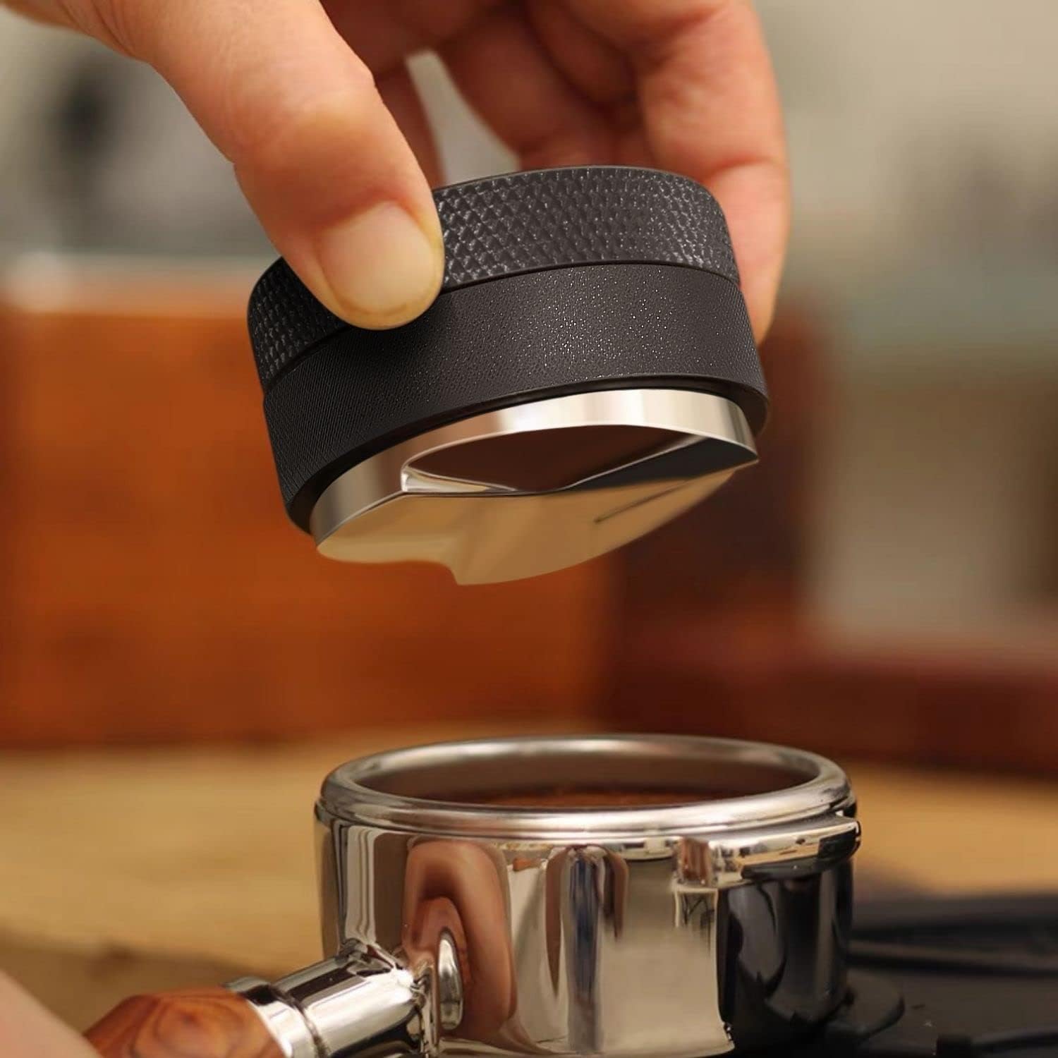 Flexzion Espresso Distribution Tool 58mm Coffee Leveler, Adjustable Depth and Universally Compatible Espresso Leveler for 58mm Portafilters and Espresso Machines