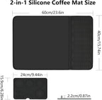 2-in-1 Coffee Bar Mat & Espresso Tamping Mat - 24”x16”Non-Slip Silicone Mats for Coffee Machines, Countertop, Bars, Kitchen Counter