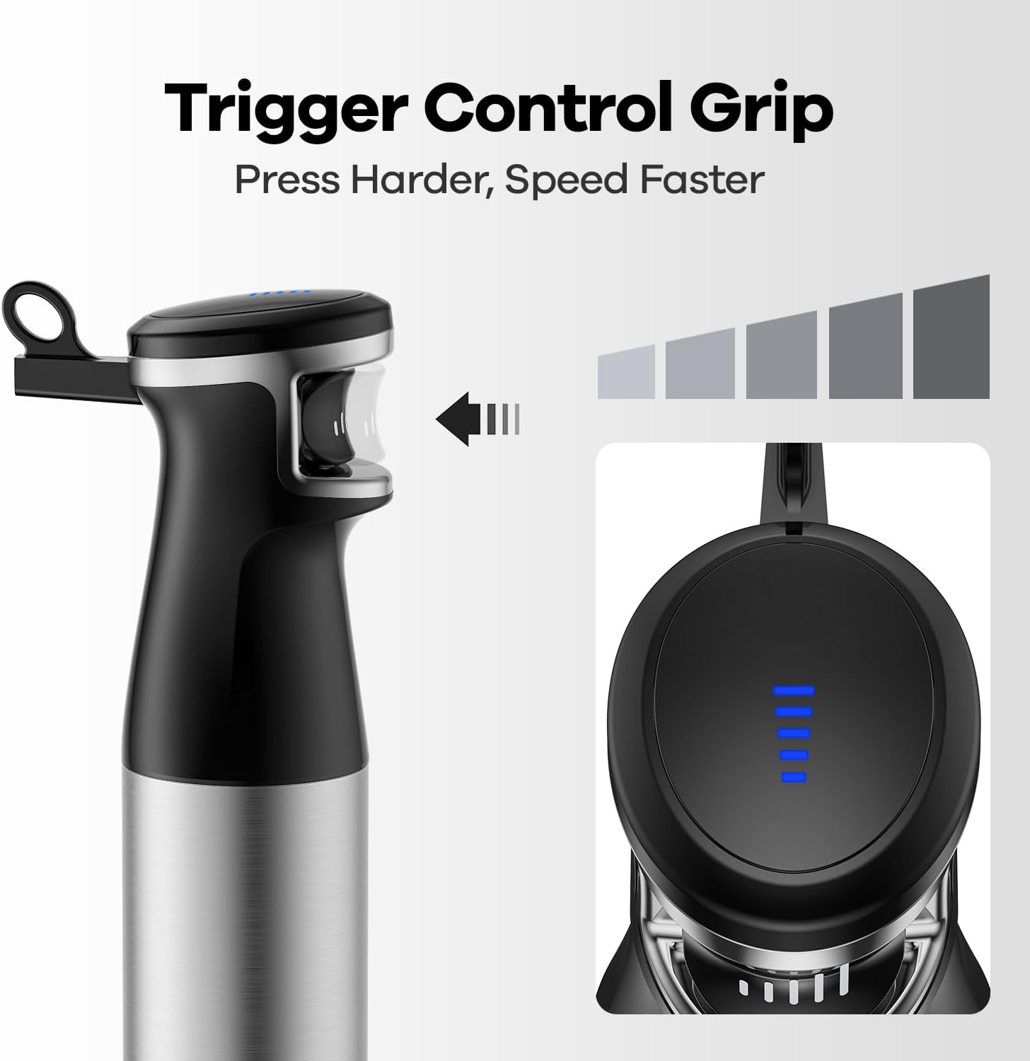 Immersion Blender Handheld 1100W 5 in 1 Corded Stick Hand Blenders for Kitchen with Trigger Speed Control, with Beaker, Chopper, Whisk, Frother, Perfect Emulsifier for Soup, Smoothie, Puree