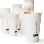 LITOPAK 210 Pack 16 oz Disposable Paper Coffee Cups, White FSC Hot Coffee Cups for Multiple Drinks for Office, Store, Home