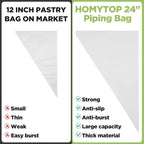 24 Inch Extra Large Piping Bag 200 Pack - Disposable Pastry Bags - Thick Anti-Burst Pastry Icing Frosting Piping Bags For Decorating Cupcakes Cakes Cookies (Large 24 Inch-200 Pack)