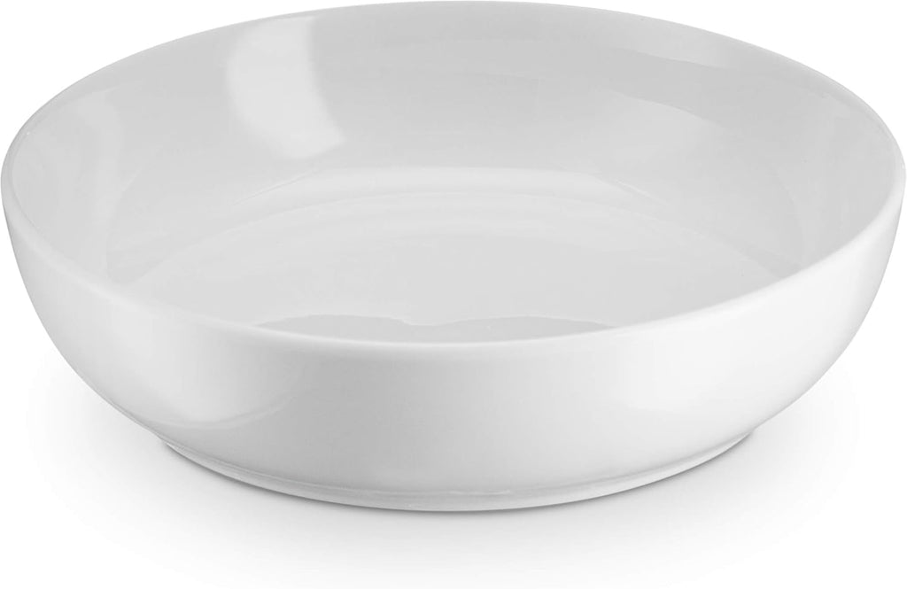 KooK Pasta Bowl, Salad Bowls, Bowls, Serving Bowls, Soup, Ceramic, Large Capacity, Microwave & Dishwasher Safe, Set of 4, 40 Oz, (White)