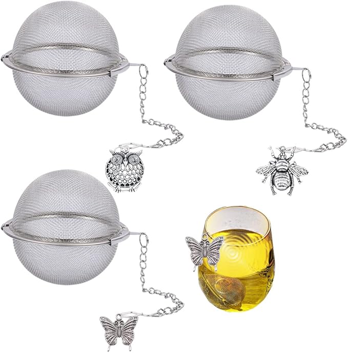 Tea Infusers for Loose Tea 3 Sets Tea Infuser Loose Leaf Tea Steeper Tea Stainless Steel Ball Mesh Tea Strainer Filters with Metal Pendant (Metal Animal)