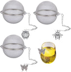 Tea Infusers for Loose Tea 3 Sets Tea Infuser Loose Leaf Tea Steeper Tea Stainless Steel Ball Mesh Tea Strainer Filters with Metal Pendant (Metal Animal)