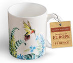 Maison d' Hermine Coffee Mug with Handles Fine Bone China Mugs Pack of One Tea Cups for Hot Beverages Cappuccino Latte Home Restaurant Office Perfect for Gift (Tropiques - Hummingbird, 15 Ounce)