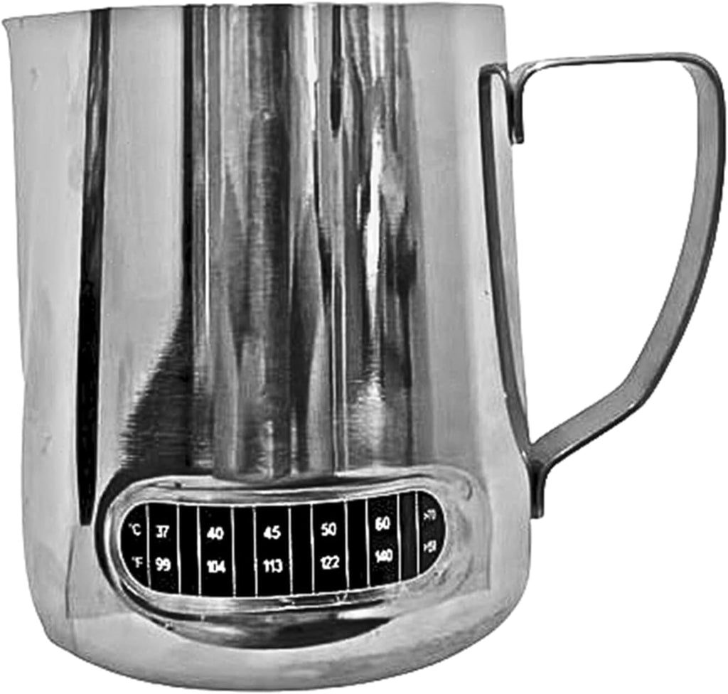 Milk Frothing Pitchers 21 oz (600 ml) with Integrated Thermometer,Latte Art Jug Stainless Steel Creamer Temperature Espresso Steaming Pitchers
