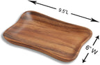 Woodard & Charles Set of 4 Acacia Wood Pinched Tray for Charcutreie, Sushi, Dessert, Sandwiches and More, 9.5" x 6" x 0.75"