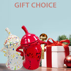 Canister With Attitude - 1.2L Ceramic Storage Jar with Lid, Airtight Kitchen Canisters Set for Coffee, Sugar & Tea | Farmhouse Flour Sugar Storage Container, Handmade with Spoon Rest (Red)