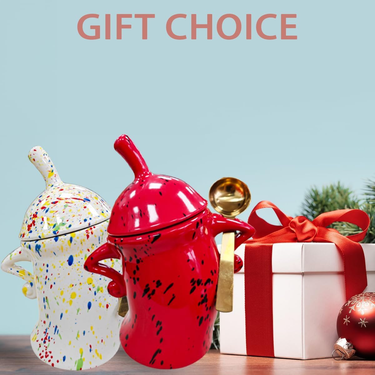 Canister With Attitude - 1.2L Ceramic Storage Jar with Lid, Airtight Kitchen Canisters Set for Coffee, Sugar & Tea | Farmhouse Flour Sugar Storage Container, Handmade with Spoon Rest (Color)