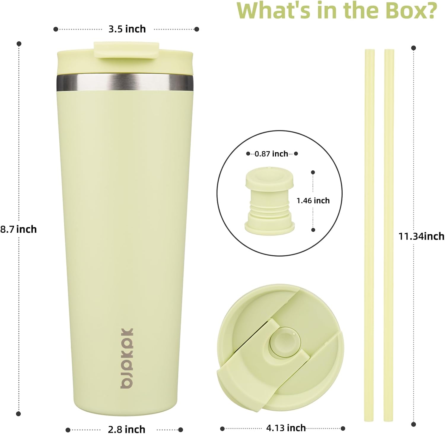 BJPKPK 26oz Insulated Tumbler With lid And Straw Stainless Steel Tumblers Travel Coffee Mug Reusable Thermal Cup,Macaron Green