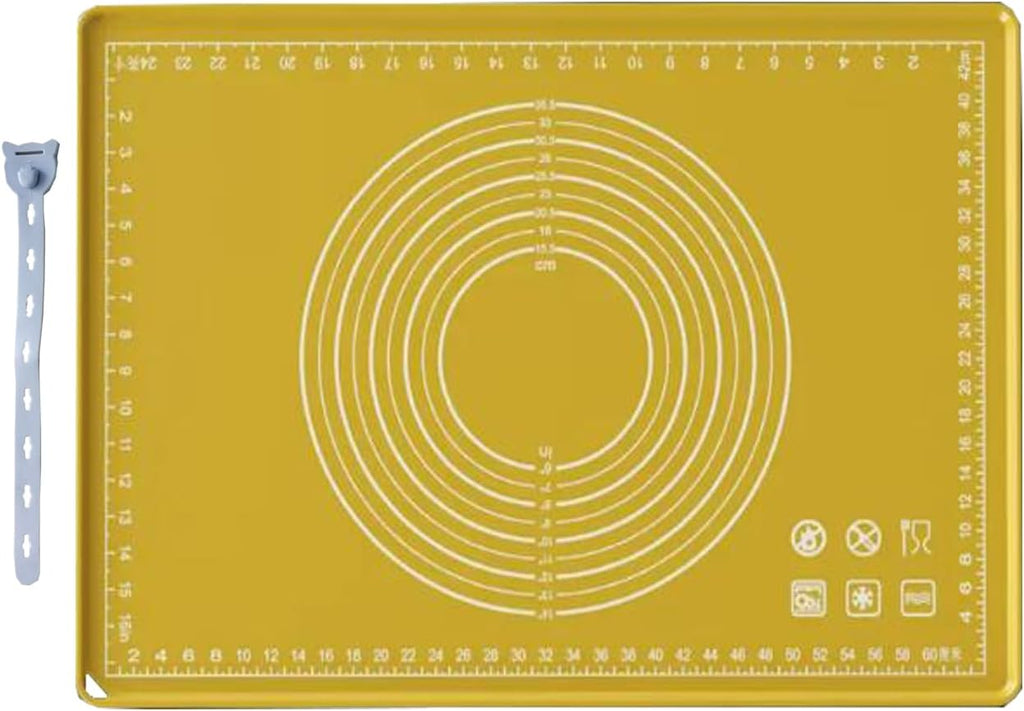 Silicone Pastry Mat 24"*16" Extra Thick Non Stick Baking Mat with Measurement Food Grade Silicone Rolling Dough Mat, Fondant, Pie Crust Mat, Kitchen Mat with Hang Holes, Raised Edge