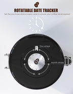 HAIOOU Airtight Coffee Canister, 16OZ Small Stainless Steel Coffee Bean Storage Container with Date Tracker, Measuring Scoop, CO2 Releasing Valves and Mini Tongs for Beans, Grounds and more - Black