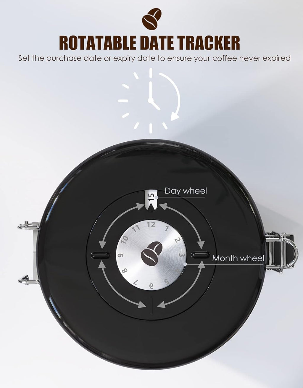 HAIOOU Airtight Coffee Canister, 22OZ +16OZ 2 Piece Stainless Steel Coffee Bean Storage Container with Date Tracker, Measuring Scoop, 6Pcs CO2 Valves, Mini Tongs for Coffee Bean, Grounds - Grey