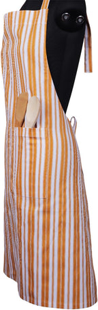 AMOUR INFINI Cotton Aprons for Women with Pockets Adjustable Strap and Waist Ties Reusable Printed Aprons for Baking, Cooking, Gardening (27.5 x 33 Inches - Yellow)