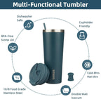 BJPKPK 26oz Stainless Steel Insulated Tumbler With lid And Straw Travel Coffee Thermal Tumblers Cup For Women And Men,Navy Blue