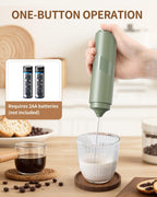 CIRCLE JOY Portable Milk Frother Hanheld, Battery Operated Electric Coffee Frother Wand Drink Mixer for Matcha Lattes Cappuccino, Kitchen Gifts, Green