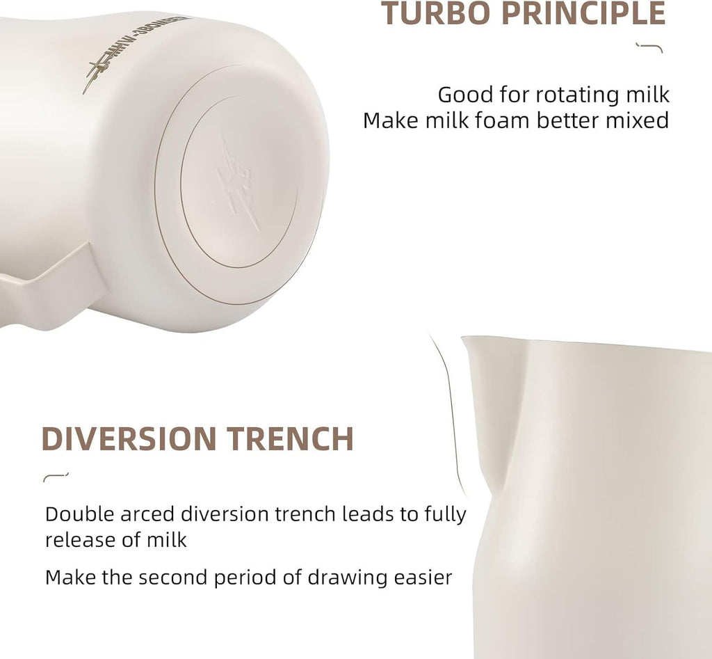 MHW Bomber 450ml/15.2oz Milk Frothing Pitcher - Stainless Steel Espresso Steaming Pitcher - Barista Latte Art Round Spout Milk Jug P6006W