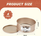 4 Pcs 6 Inch Non Stick Springform Pan with Removable Bottom Carbon Steel Round Springform Cheesecake Pan with Stainless Steel Spring Buckles for Baking Kitchens Restaurant(Champagne Gold)