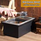 Espresso Coffee Knock Box, Large Size Stainless Steel Coffee Pucks Container, with Noise Reduction Rubber Ring,Silicone Bar for Knocking Portafilter Filter Grinds