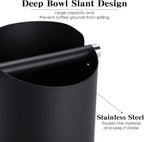 Italian Espresso Knock Box, Stainless Steel, with Detachable Tapping Rod and Anti Slip Rubber Base (Black, 800ml)